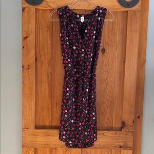 GAP Black and Pink Floral Midi Dress